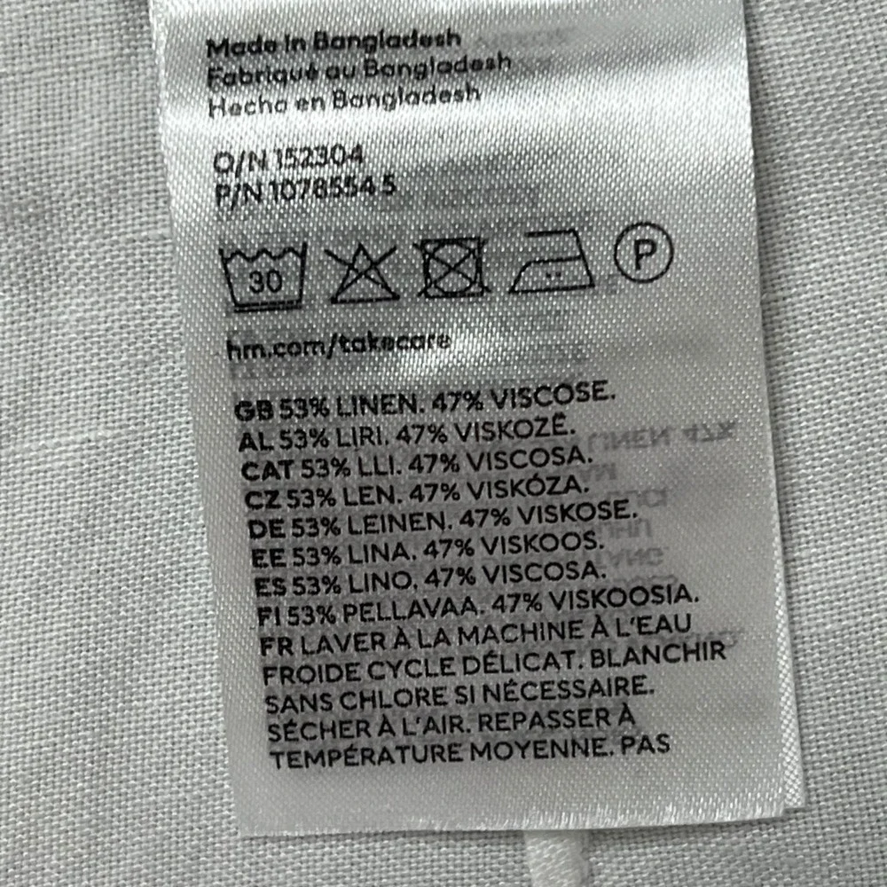 HM White Linen Blend Wide Leg High Rise Trousers Pants US 4‎ Melange
